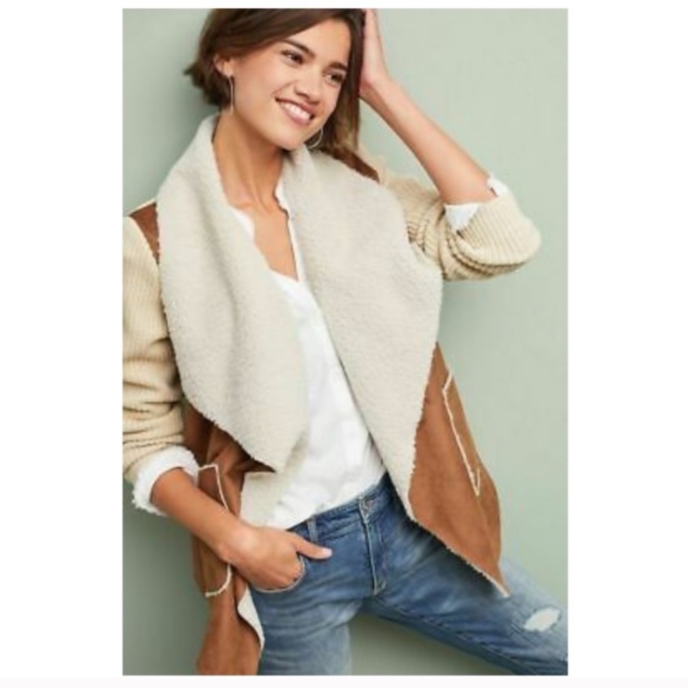Anthropologie Moth Sherpa Moto Sweater medium